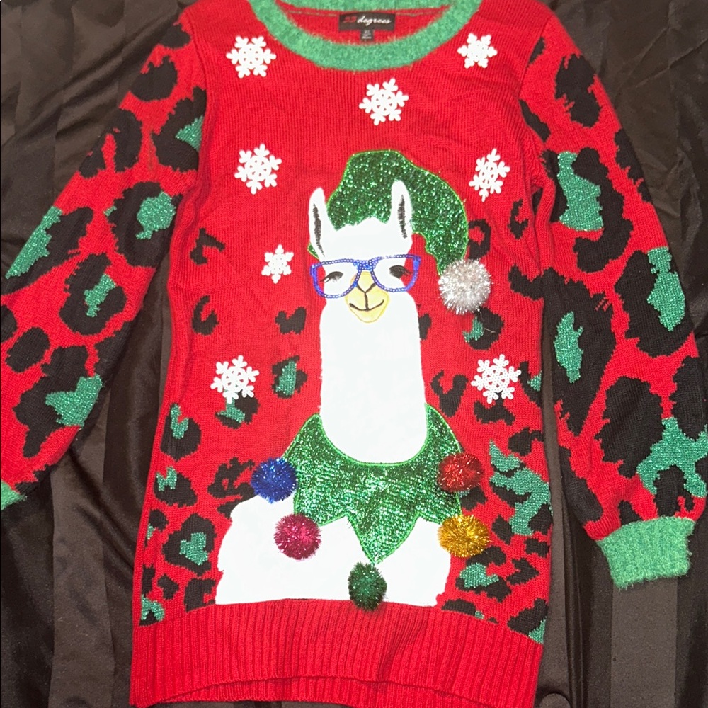 33 Degrees Festive Llama Sweater - Red and Green